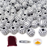 Honbay 100PCS Acrylic Sports Ball Beads Big Hole Volleyball Beads Round Loose Beads Spacer Beads, with 1 Roll of Jewelry Making