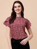 Wedani Women'S Casual Short Sleeves Round Neck Foral Top (Small Brown),Brown,S,Polyester,Western,