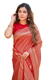 Glory Sarees Womens Banarasi Silk Saree With Blouse Piece (Banarasi_Saree134_Red)