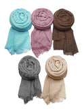 Icw WomenS Premium Wrinkle Ironless Crinkled Cotton Scarf Stoles Shawl Head Scarves For Girls (Pack Of 5)