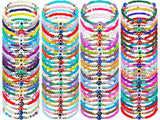 Jexine 96 Evil Eye Bracelets Bulk Virgin Mary San Judas Mexican Bracelet Luck Braided Rope Beads Anklets Gift for Women Men(Mixe