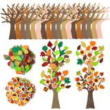3sscha 24 Pack Fall Themed Foam Tree Sticker Craft for Kids - DIY Self-Adhesive Leaves Pumpkin Acorn Glitter Sticker Art Project