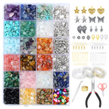 LAIDANLA Jewelry Making Supplies Kit, 1612 Pcs Irregular Natural Stone Gemstone Chip Beads Jewelry Making Kits for Adults Women