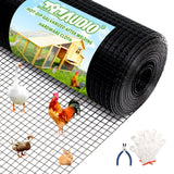 PVC Coated Welded Wire Fence,1/2 inch 36 in x 100 ft,Chicken Wire,Black Metal Fence Mesh Wire Roll,Garden Fencing Welded Wire Me