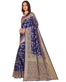 Glory Sarees Womens Banarasi Silk Saree With Blouse Piece (Kara164_Navyblue)