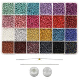 BALABEAD 12/0 Glass Seed Beads About 16800 pcs in Box 24 Colors Size 2mm Craft Seed Beads for Making Earring Jewelry