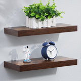Floating Shelves - Rustic Brown Wall Shelf Set of 2 - 16W x 6.7D Wall Mounted Shelves for Wall Decor & Storage - Wooden Shelves