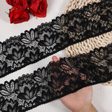 5 Yards Black Lace Trim, Elastic Vintage Lace Fabric Applique Ribbon Floral Stretchy Embroidered Sewing Edge for Wedding Dress,