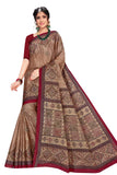 TAMAIRA FASHION Womens Plain Weave Pure Cotton Saree Without Blouse Piece(1456_BrownandMaroon)