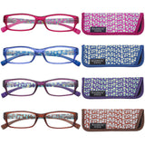 Madison Avenue 4 Pack Multicolor Blue Light Blocking Reading Glasses for Women Spring Hinge +3.0