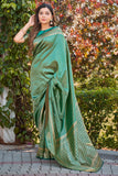 Glory Sarees Womens Banarasi Silk Saree With Blouse Piece (Banarasi_Saree134_Rama)