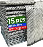 ExtraLarge Size 15PCS Multipurpose Wire Dishwashing Rag,Non Scratch Wire Dishcloth, Reusable Steel Wool Scrubber,NonScratch&Qu