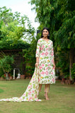 Anni Designer Women'S Rayon Blend Straight Printed Kurta With Pant & Dupatta (Kumud Cream-Vks03_Xxl_Cream_Xx-Large),Cream,2XL,,,