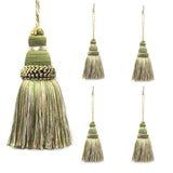 Fenghuangwu Colorful Tassel Key Tassels Elegant DIY Accessories for Curtain and Home Decoration (Mix Green, 4P)