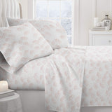 Linen Market Premium Flower Bunch 4 Piece Flannel Bed Sheet Set Full Pink (IEH-4PC-FFB-FULL-PINK)