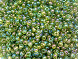 Czech Glass Seed Beads Crystal Clear Size:6/0 40 gr / 1.4 oz (Lime Green Iridescent)