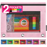 Forvencer Pencil Pouch for 3 Ring Binder, Large Pencil Case Pouch with Zipper, Soft Fabric Pen Bag with Clear Window Binder Acce