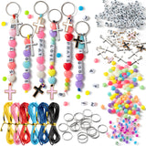 WATINC DIY Cross Keychain Making Crafts - Christine Cross Beads Bracelet Necklace Making Craft Kits, Letter Beads for Jewelry Ac
