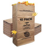 30 Gallon Kraft Lawn and Leaf Bags (10 Pack) Eco-Friendly Heavy Duty Large Paper Trash Bags, Made in the USA Tear Resistant Yard