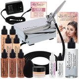 Belloccio Professional Beauty Deluxe Airbrush Cosmetic Makeup System with 4 Fair Shades of Foundation in 1/2 oz Bottles - Kit in