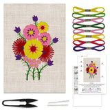 Picknmake HoopFree Diy Hand Embroidery Kit For Beginners & Adults | Floral Design On Stiff Jute Fabric | Includes Threads, Need