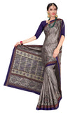 Tamaira Fashion Womens Plain Weave Pure Cotton Saree Without Blouse Piece(1456_Greyandblue)