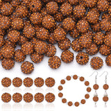 105pcs 10mm Rhinestone Beads for Jewelry Making, Brown Shiny Round Disco Ball Beads Bulk, Sparkle Crystal Clay Christmas for Bra