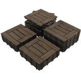 Yaheetech 27PCS Wooden Flooring Patio Deck Tiles Interlocking Tiles Patio Solid Wood and Plastic Indoor&Outdoor 12 x 12in Dark B