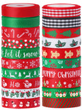 Vloso 20 Rolls 100 Yards Christmas Ribbon for Gift Wrapping,3/8 Inch Christmas Grosgrain Ribbon,Christmas Ribbon for Crafts DIY