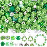 300 Pcs Rhinestone Beads Set for Jewelry Making, 10 mm Green Rhinestone Clay Beads, Spacer Bead, Pearl Bead for Bracelet Basebal