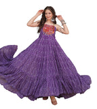 Wedani Faux Georgette Anarkali Kurta Set For Women (In Alpha L Regular Purple),PURPLE,L