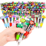 LiYiQ 100 Pcs Video Game Party Favors Multicolor Pen in One Cartoon Cute Fun 4-in-1 Cute Pens Bulk Kawaii Game Handle Level Up G