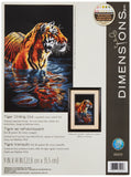 Dimensions Tiger Chilling Out Counted Cross Stitch Kit, 18 Count Black Aida, 9 x 14