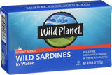 Wild Planet Wild Sardines in Water, No Salt Added, Tinned FIsh, Sustainably Wild-Caught, Non-GMO, Kosher, Gluten Free, Keto and