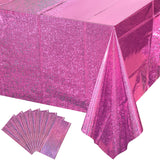 8 Pack Iridescence Plastic Tablecloths Shiny Disposable Laser Rectangle Table Covers Holographic Foil Tablecloth Iridescent Part