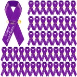 Ysleen 50 Pcs Memorial Ribbons Funeral Personalized Ribbon Pin, Dark Purple