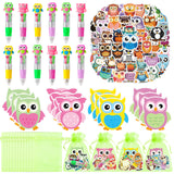 CY2SIDE Owl Stationery Party Gifts - 24 Pack Christmas Stuffers Prizes Set with Fun Animal 4-in-1 Ballpoint Pen Sticky Notes Sti