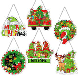 Zonon 6 Pcs Christmas Diamond Painting Hanging Sign Set Green 5d Diamond Art Set for Adults DIY Art Pendant Ornaments Kits Acryl