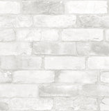 NuWallpaper NU2218 Loft Brick Peel Stick Wallpaper, White & OffWhite