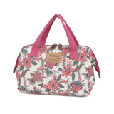 Smrcom Makeup Bag Cosmetic Bag For Women Girl Travel Makeup Toilet Zipper Organizer Bag Waterproof (White pink flower)