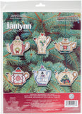 Prima Marketing Christmas Teapot Ornaments Counted Cross Stitch Kit, 3Inch, Set of 6