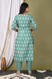 Gosriki Women'S Cotton Blend Straight Printed Kurta With Pant (Jugni Green_Xxl-Go_Green_Xx-Large),Green,2,B09ZF6HQZS