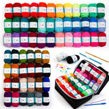 INSCRAFT 62 Acrylic Yarn Skeins, 2170 Yards Yarn for Knitting and Crochet, Includes 2 Crochet Hooks,2 Weaving Needles,10 Stitch