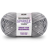 120g Silver Sparkle Yarn for Crocheting and Knitting; 120m(144yds) for Beginners with Easy-to-See Stitches; Worsted-Weight Mediu