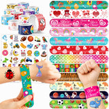 144PCS Party Favor Classroom Prizes For Kids - 72 Temporary Pre-Cut Tattoos & 72 Slap Bracelets - Fun Party Favors for Boys & Gi