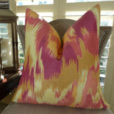 Plutus Brands Plutus Olavanna Ikat Handmade Throw Pillow, 20 X 20, Magenta/Orange/Cream
