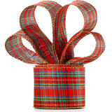 6.3 cm Christmas Plaid Burlap Ribbon in Width Red and Green Gingham Wrapping Ribbon with Spool, Xmas Buffalo Plaid Ribbon for Ch