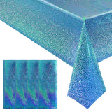 4pcs Blue Holographic Laser Tablecloths 40 x 108 Plastic Table Cloths for Parties Shimmer Shiny Party Decoration for Winter Ocea