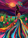 SKRYUIE 5D African Women Diamond Painting Kits - DIY Diamond Art Kits for Adults African Americans, Full Round Drill - Crystal C