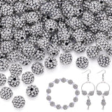 100pcs 10mm Rhinestone Beads for Jewelry Making, Black White Shiny Round Shamballa Disco Ball Beads, Sparkle Crystal Clay Christ